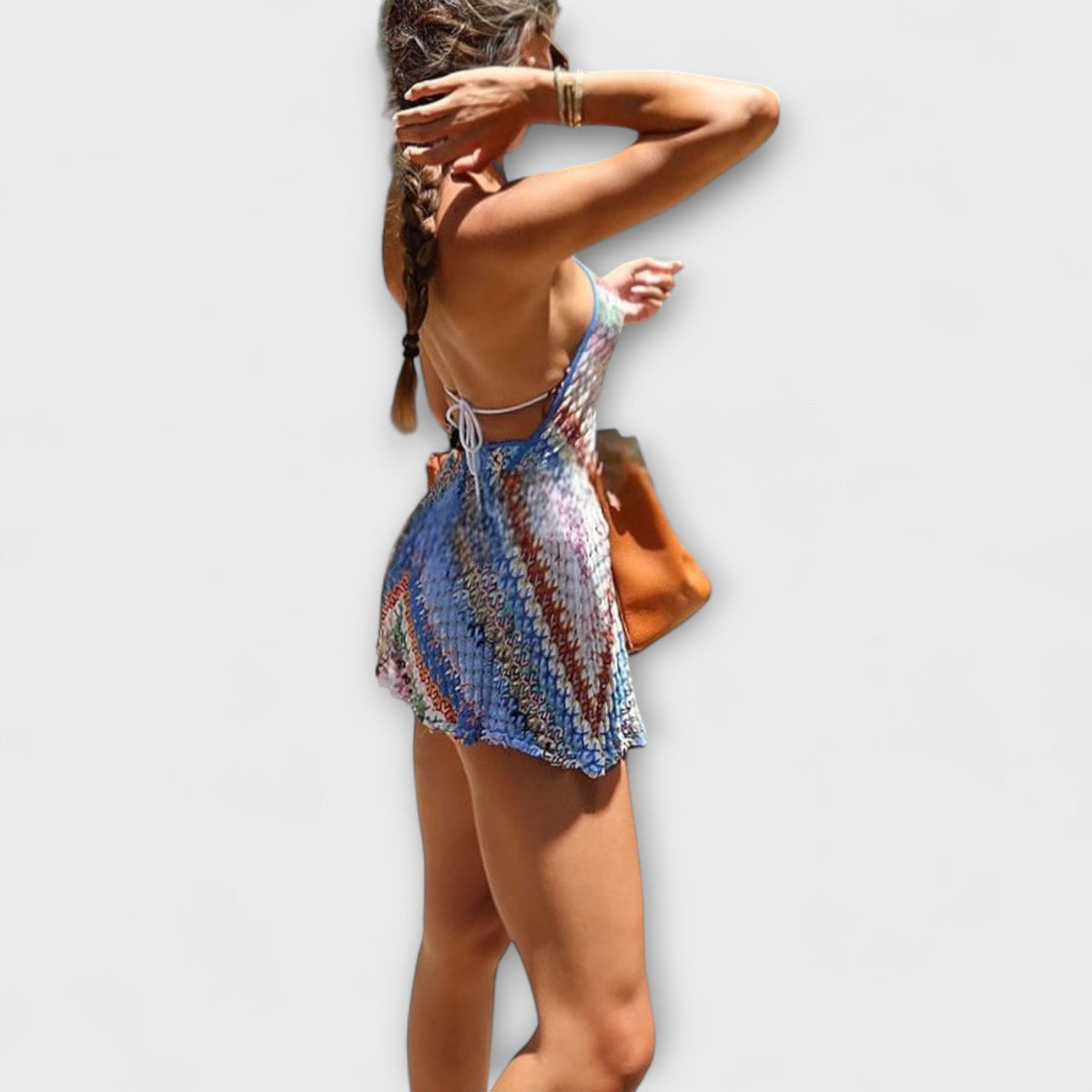 Helina - Combi-short Dos-Nu Coloré à Col Licou