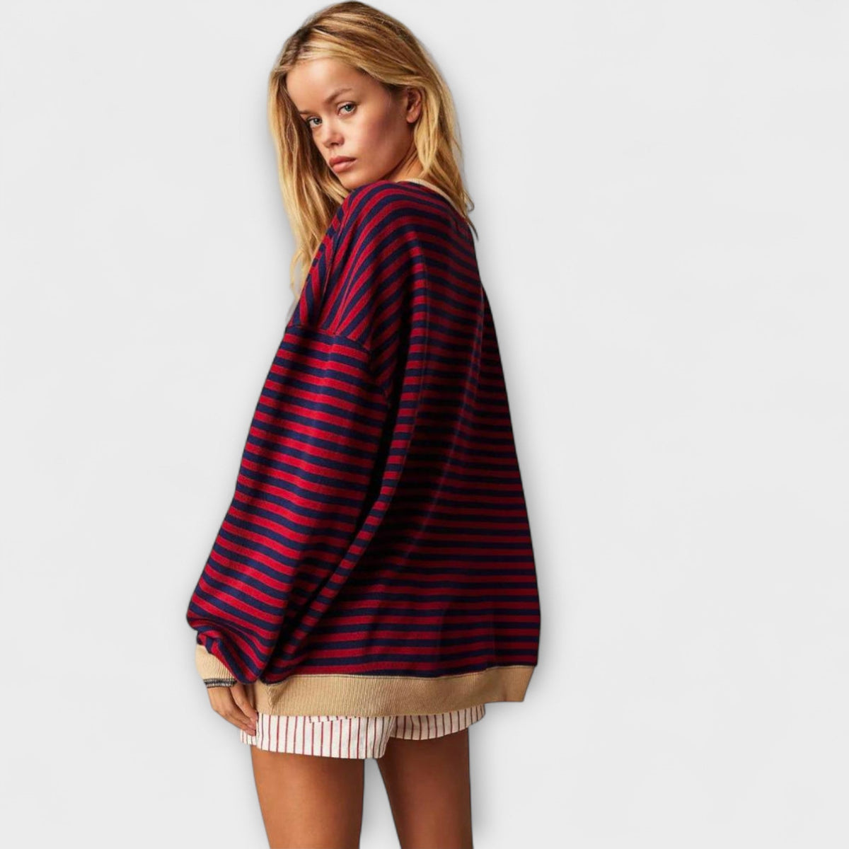 Mary - Pull Oversize Violet à Rayures