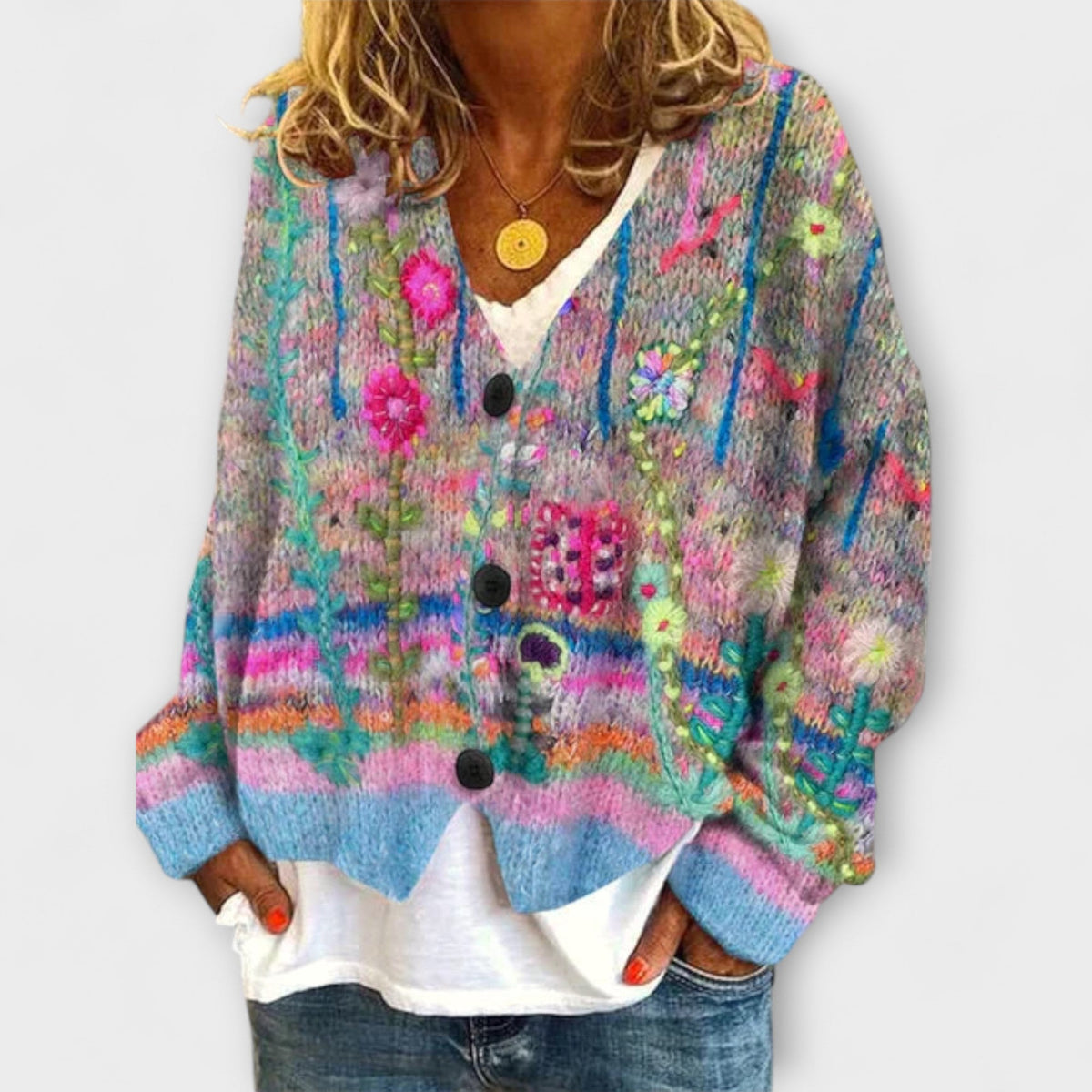 Belle - Blazer Tricoté Vintage Coloré