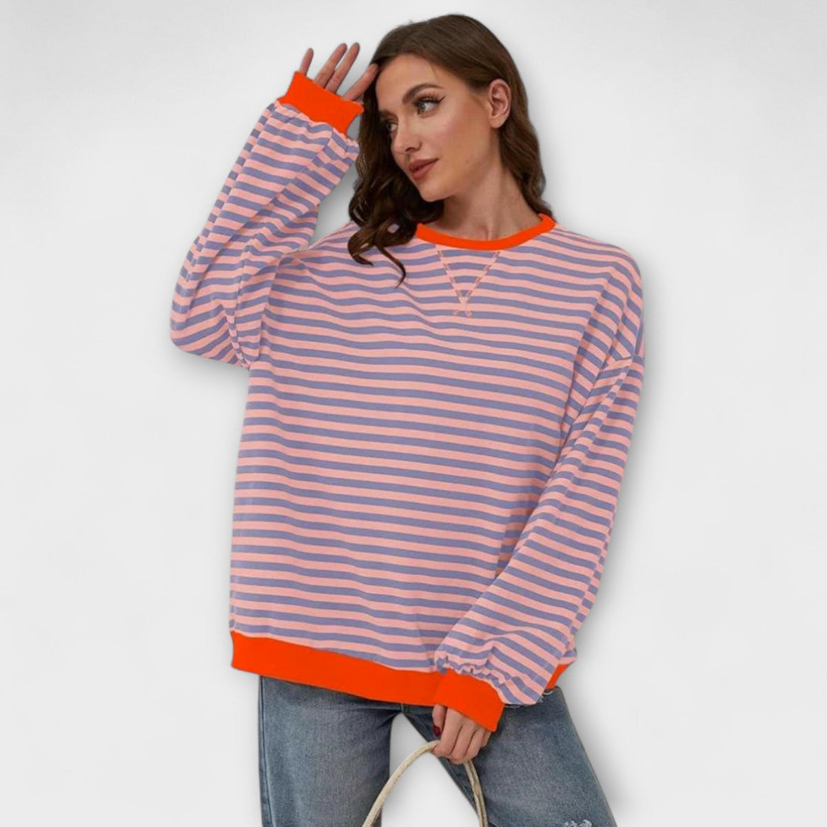 Mary - Pull Oversize Violet à Rayures