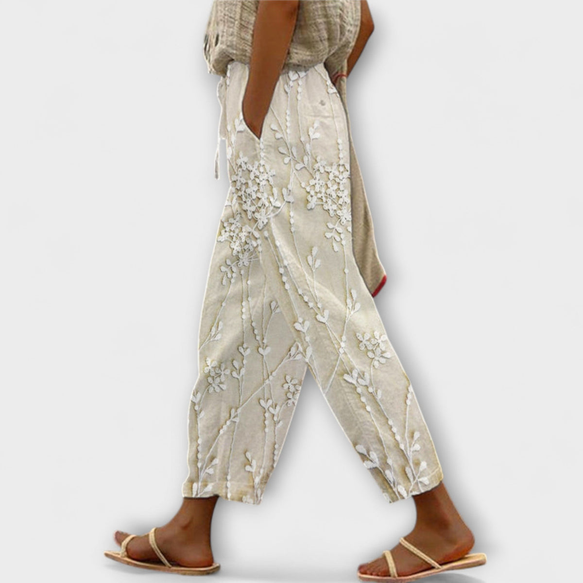 Adelheid - Pantalon à Motif Feuilles de Vigne