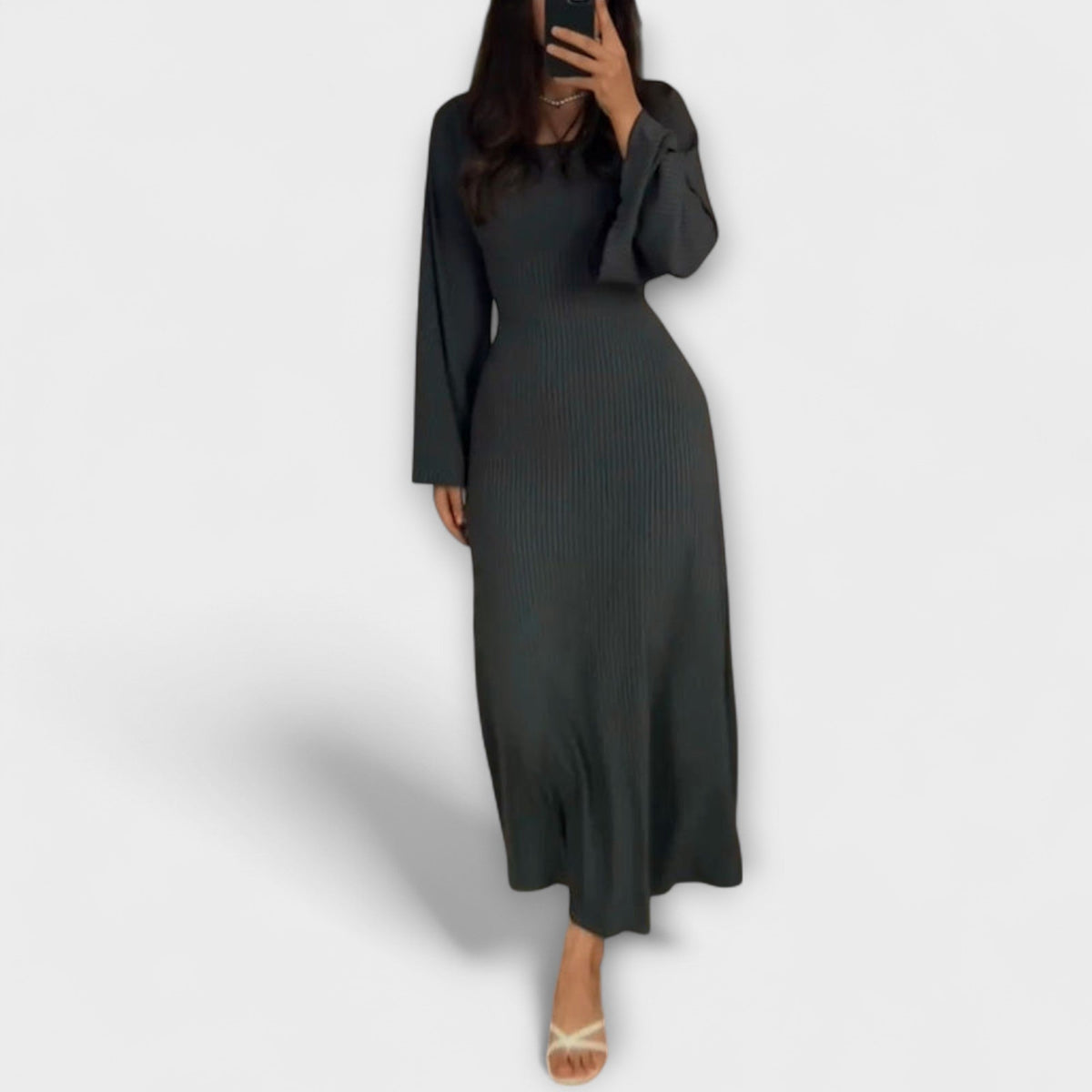 Jocelyn - Robe Tricotée Chic à Détail Taille