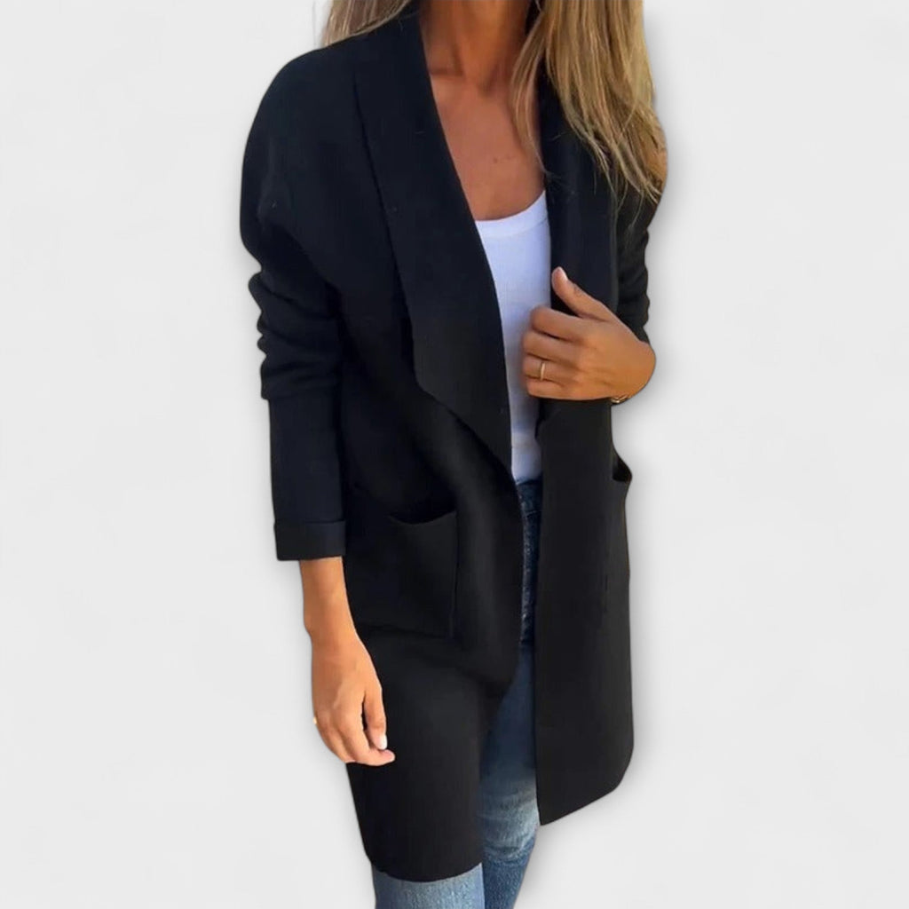 Libi - Manteau Cardigan Cintré Rose Poudré