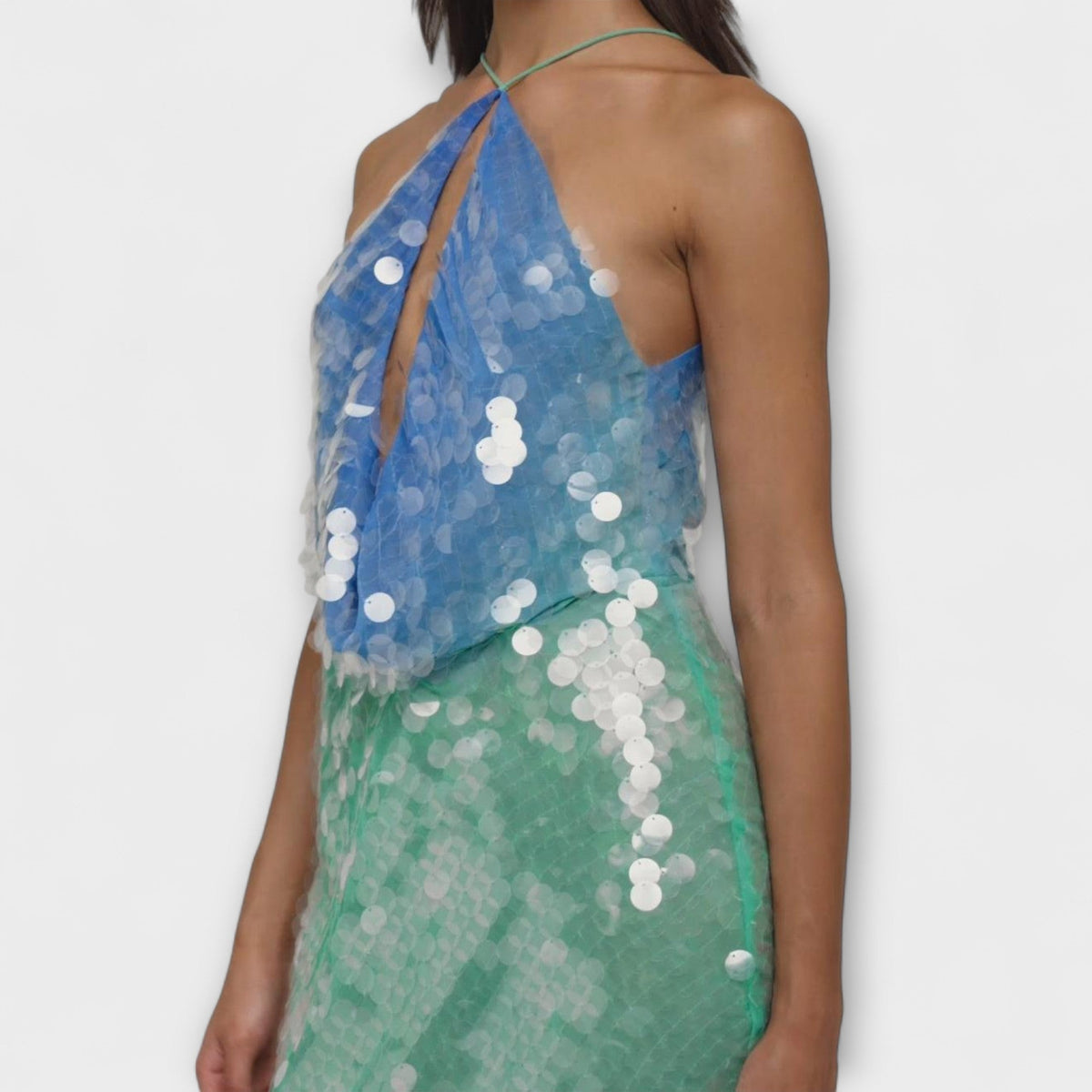 Megan - Mini-Robe à Paillettes Bleu et Vert