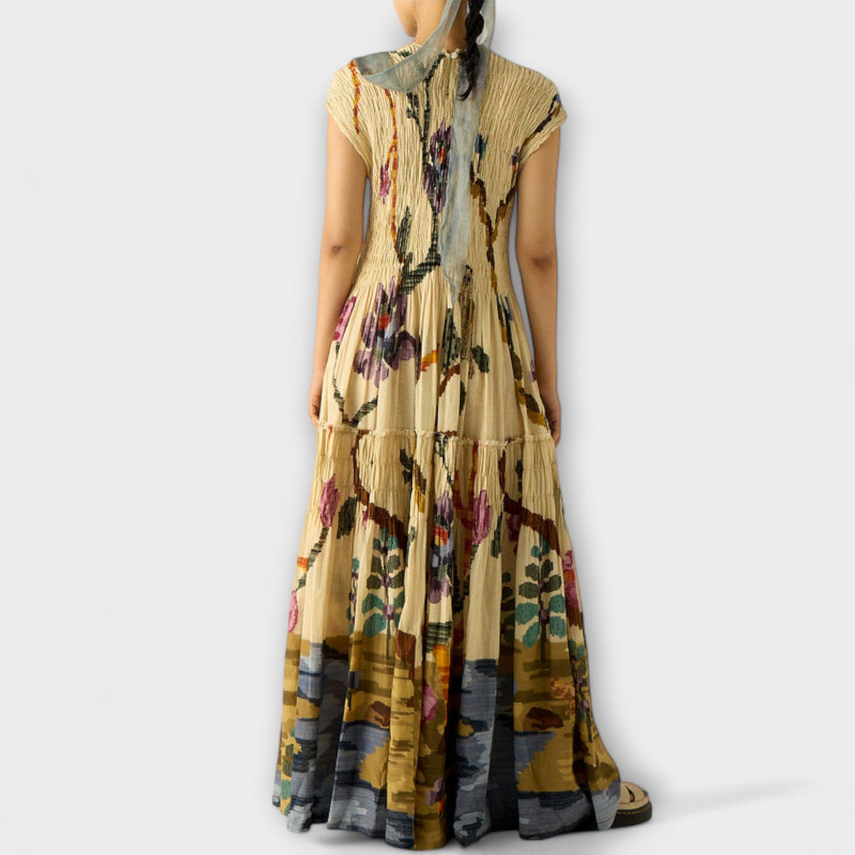 Amara - Robe Longue Plissée à Imprimé Animal