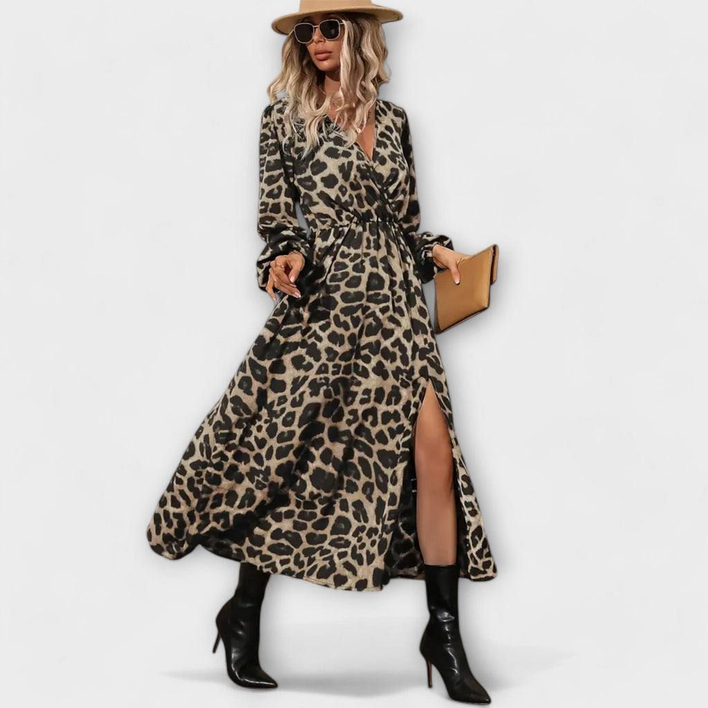 Natalie - Robe Longue à Motif Léopard
