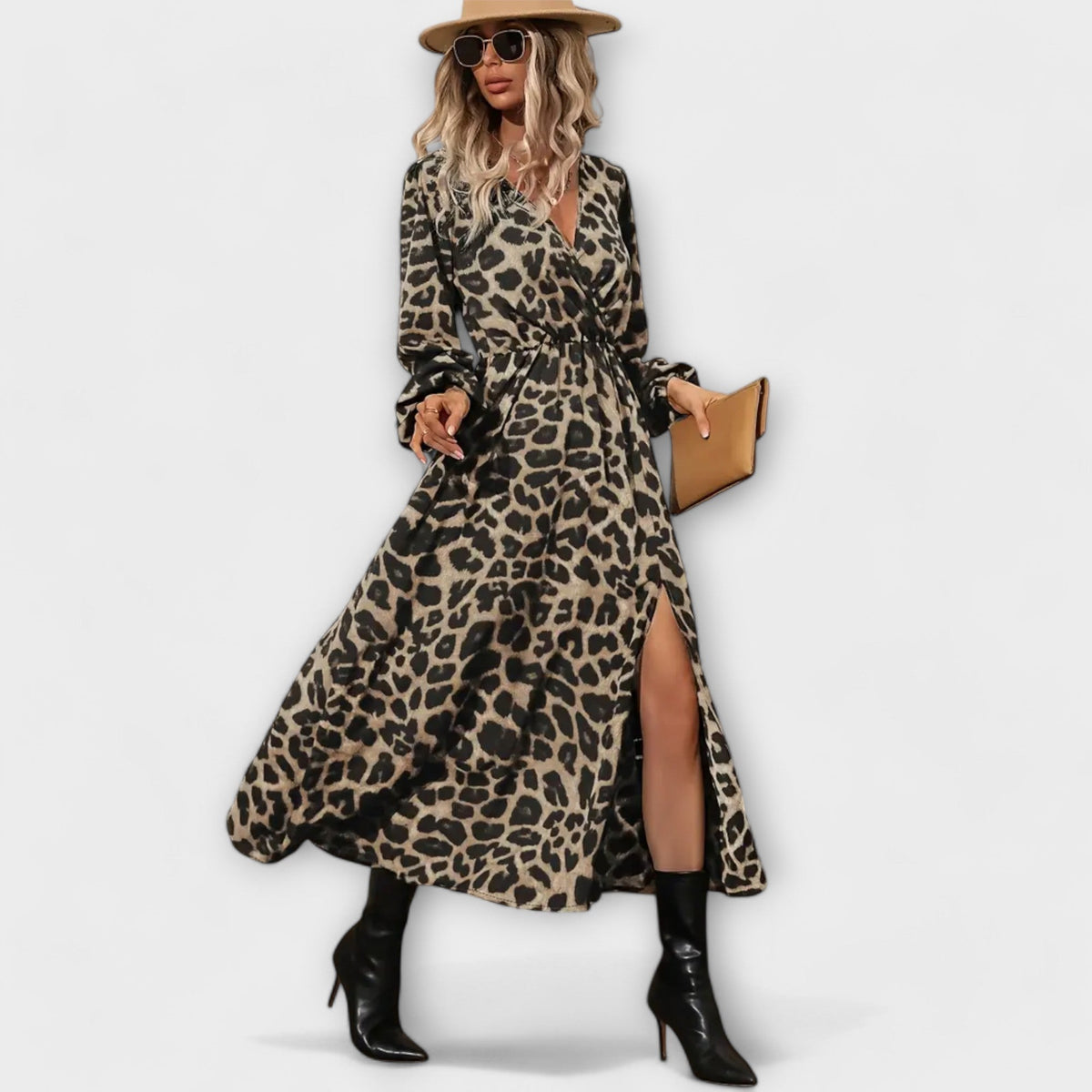 Natalie - Robe Longue à Motif Léopard