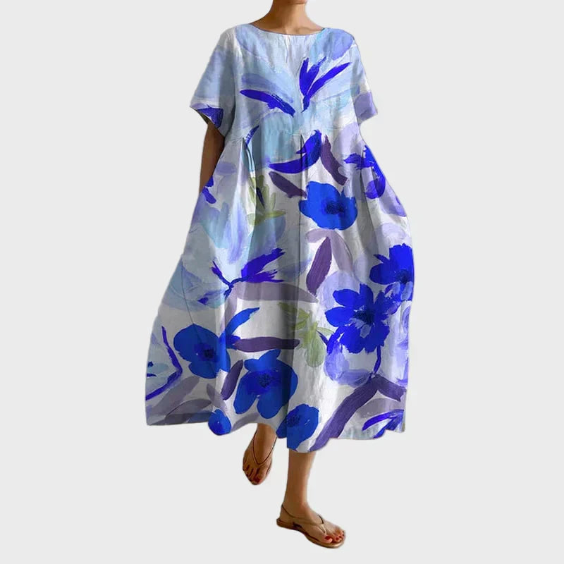Robe Rose Pâle à Coquelicots