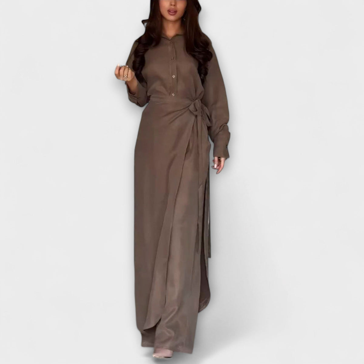 Vienna - Ensemble Décontracté Marron Chemise et Pantalon