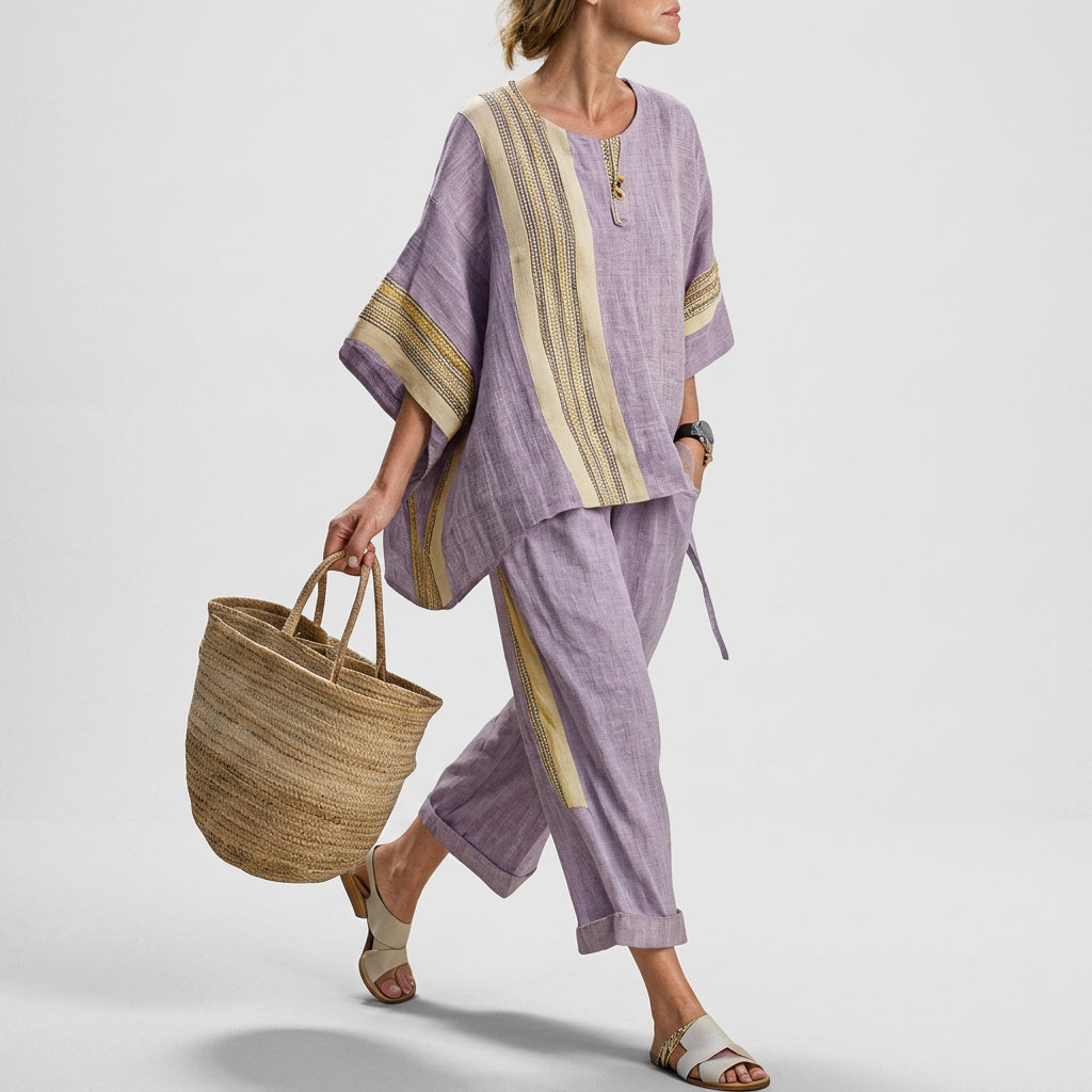 Lorena - Ensemble Bohème Violet en Lin et Bambou
