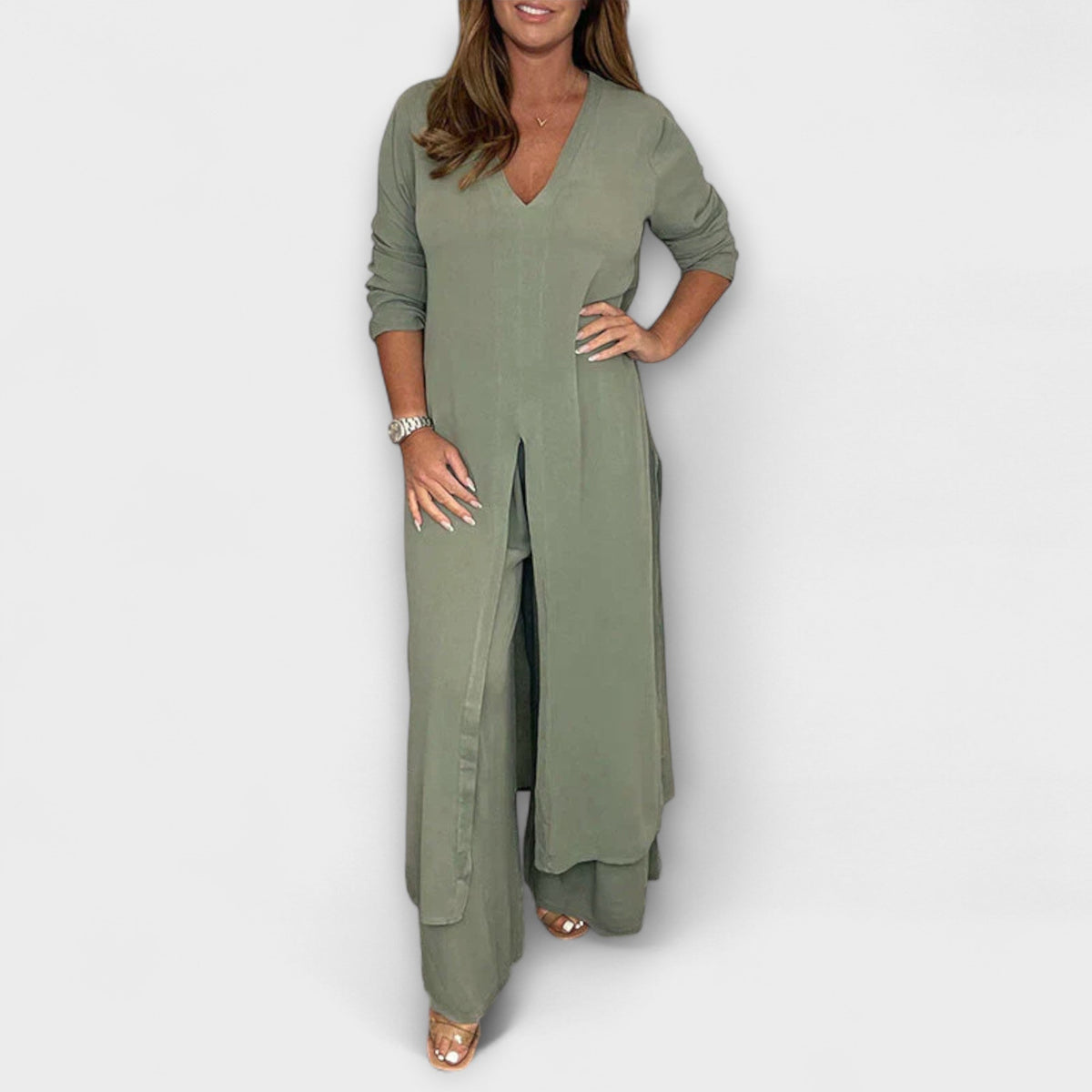 Ensemble Coordonné Élégant Vert Olive