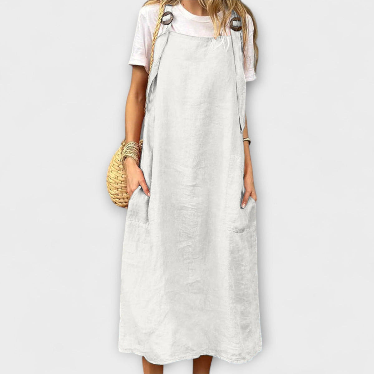 Salopette Mirta - Robe Salopette en Lin Orange