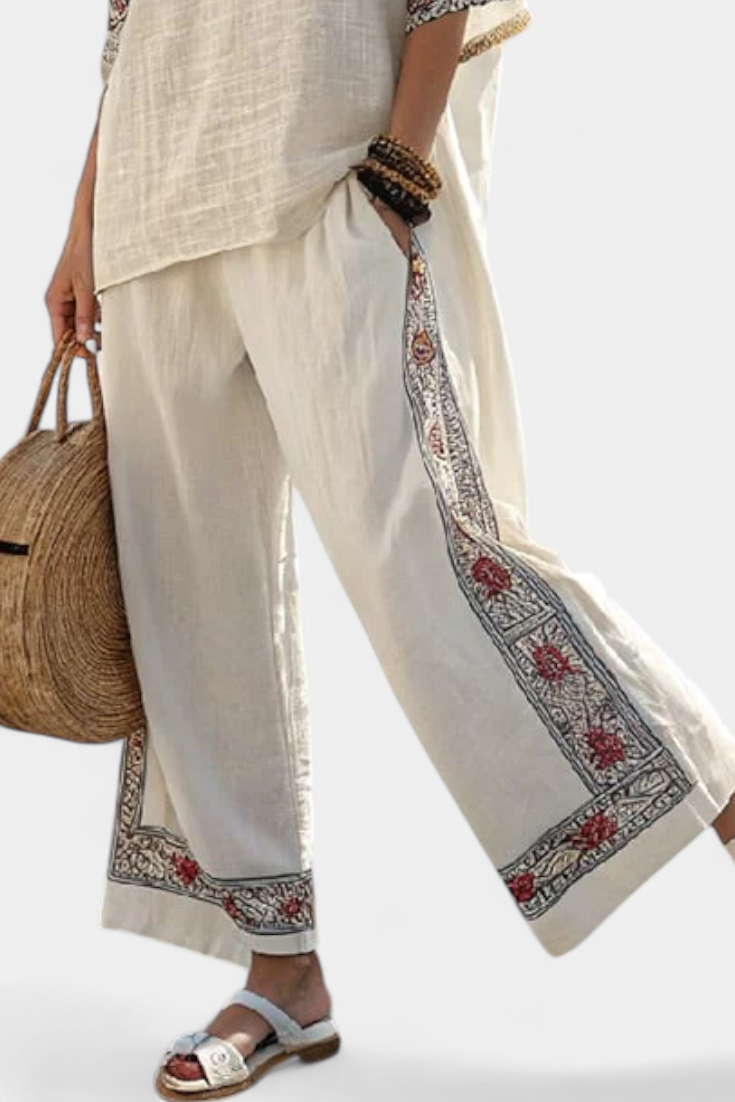 Amália - Ensemble Méditerranéen Beige Brodé
