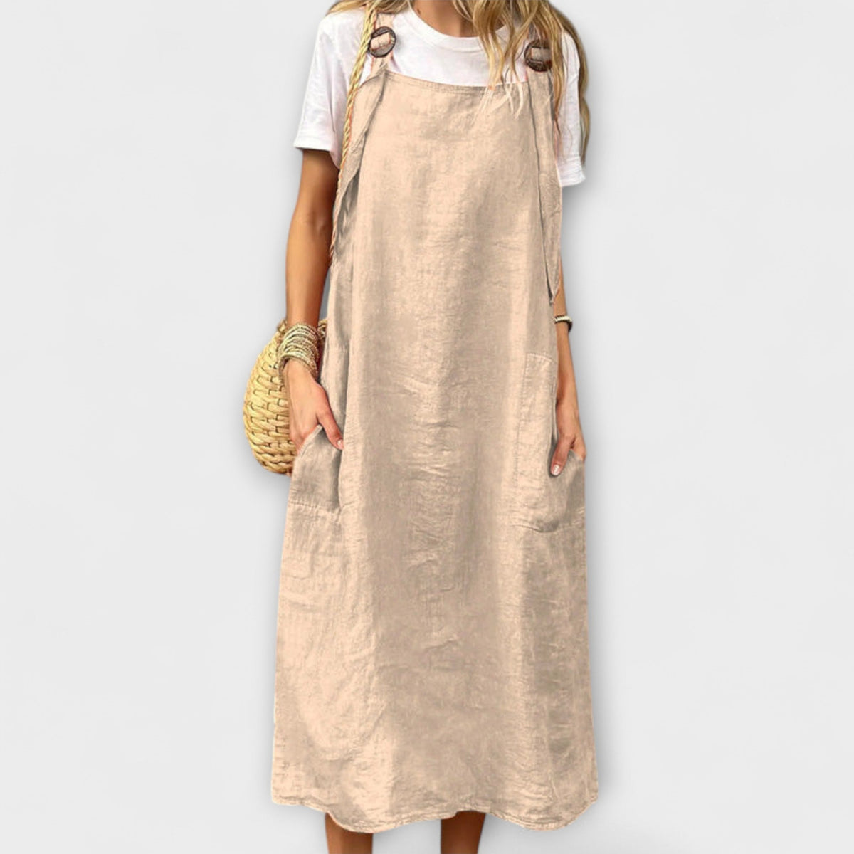 Salopette Mirta - Robe Salopette en Lin Orange