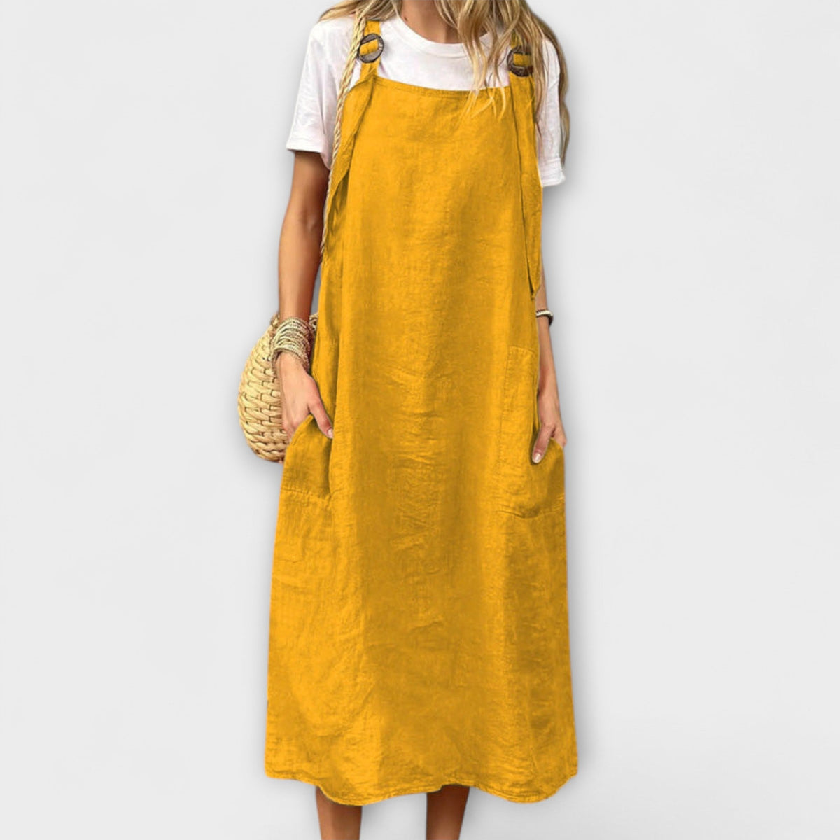 Salopette Mirta - Robe Salopette en Lin Orange