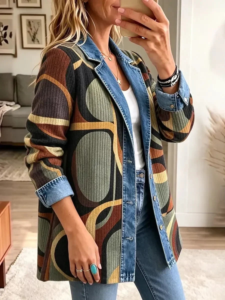 Stella | Veste en jean à motif abstrait vintage