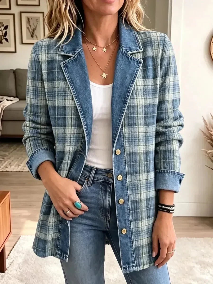 Leah | Veste en jean à imprimé artistique rétro