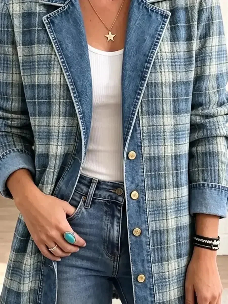 Leah | Veste en jean à imprimé artistique rétro