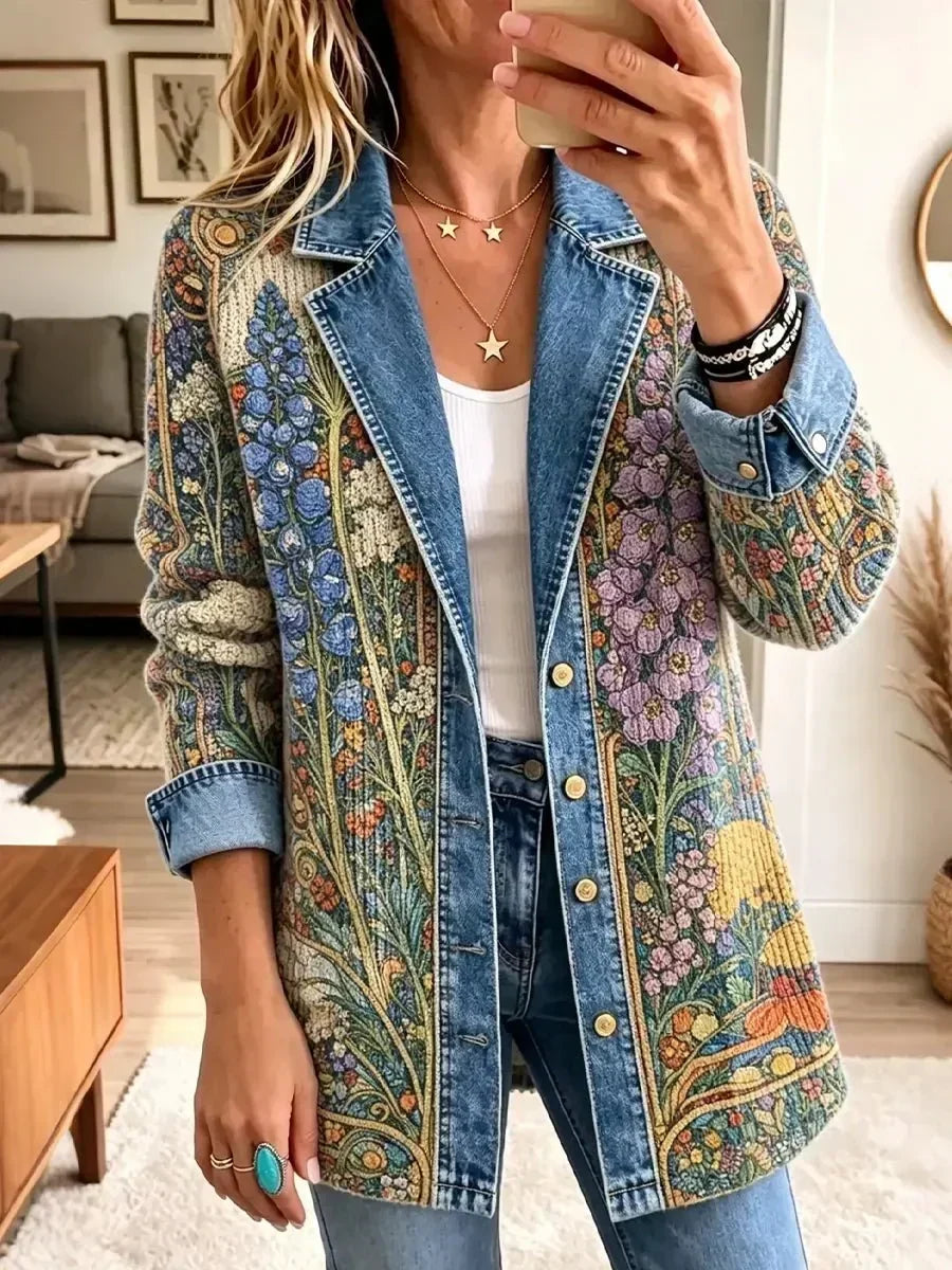 Allison | Veste en jean à fleurs vintage