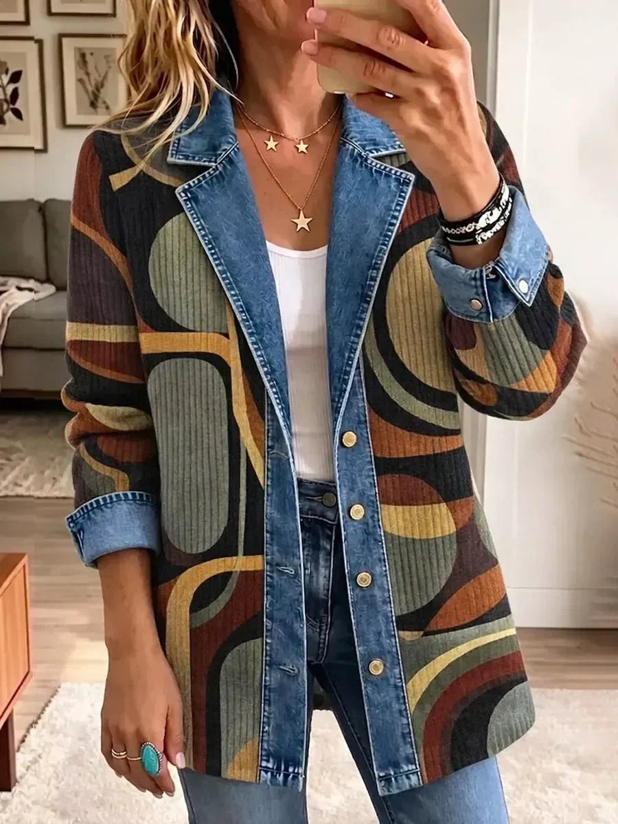 Stella | Veste en jean à motif abstrait vintage
