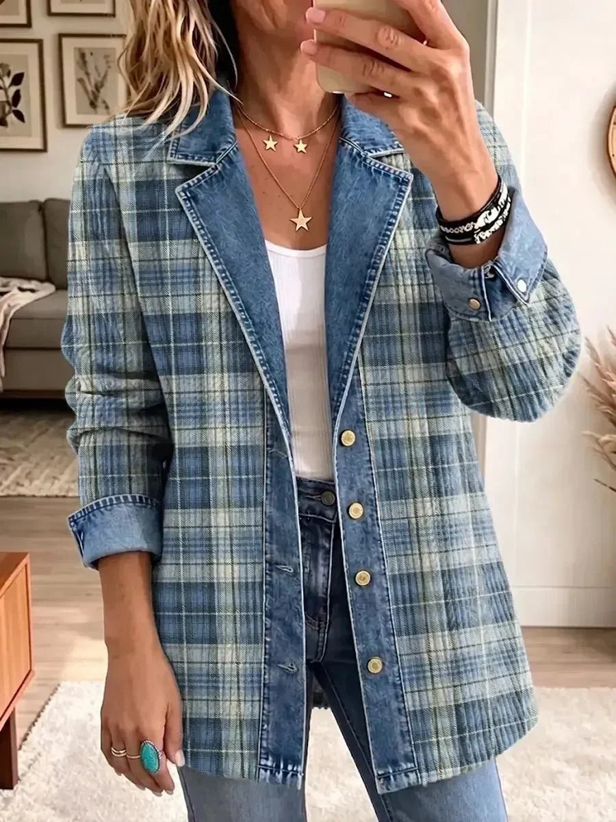Leah | Veste en jean à imprimé artistique rétro