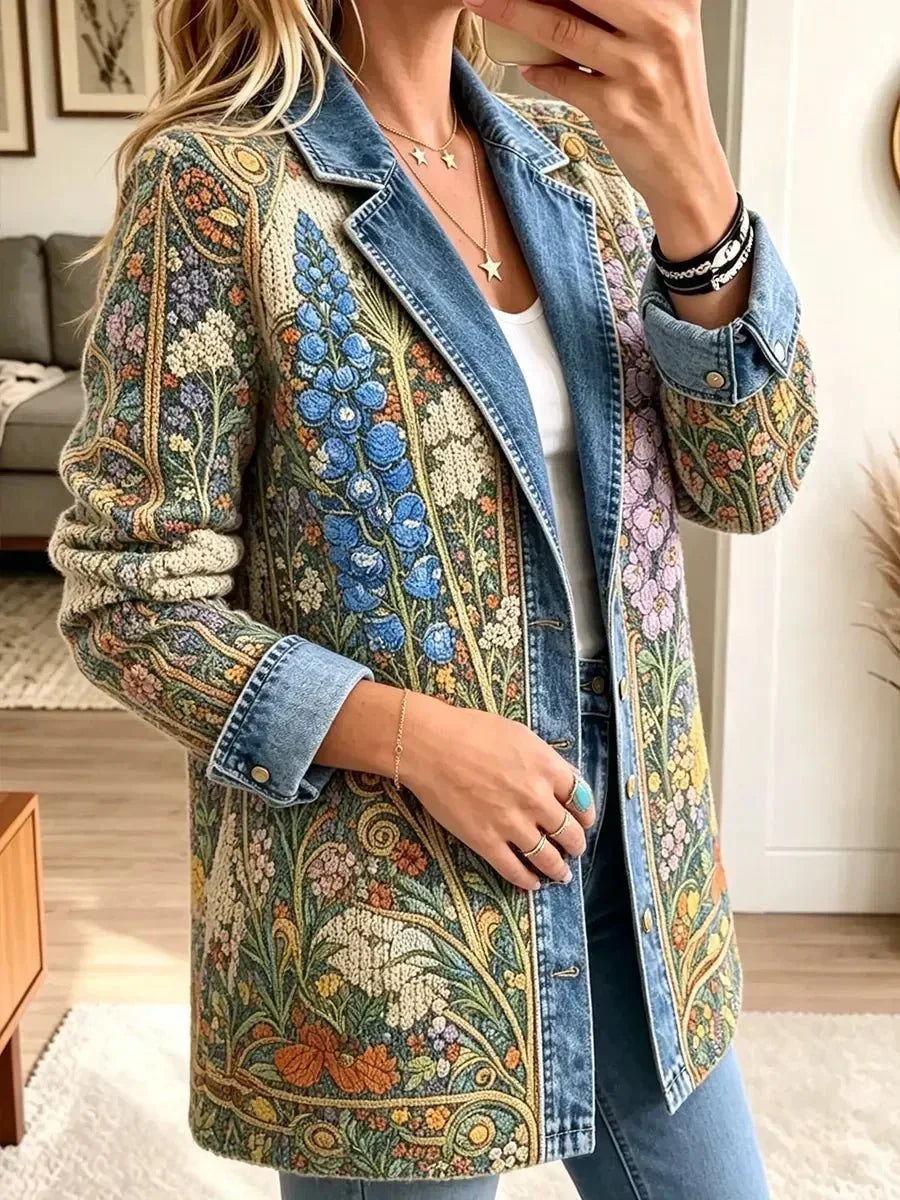 Allison | Veste en jean à fleurs vintage