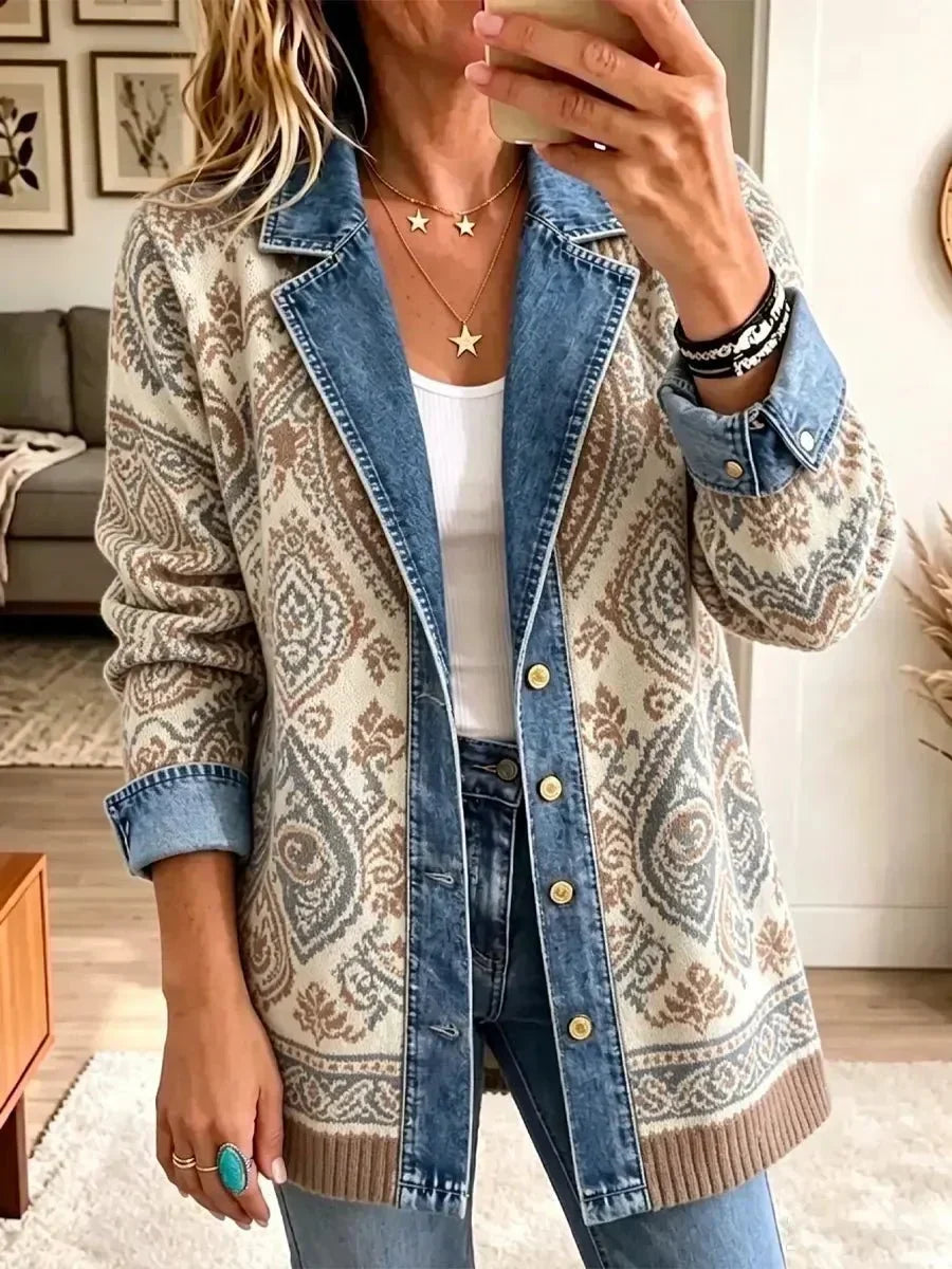 Savannah | Veste en jean patchwork bohème rétro
