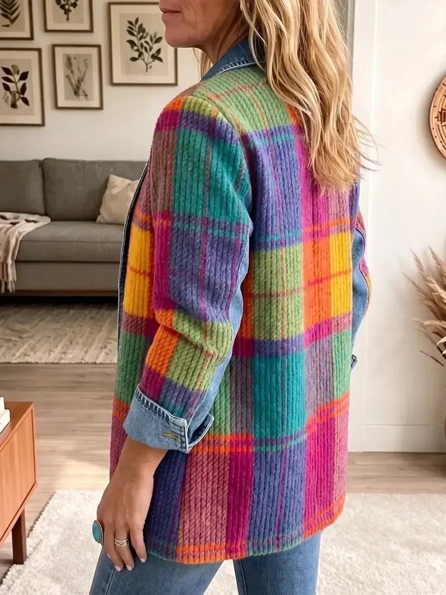 Chloé | Veste en jean patchwork à carreaux vintage