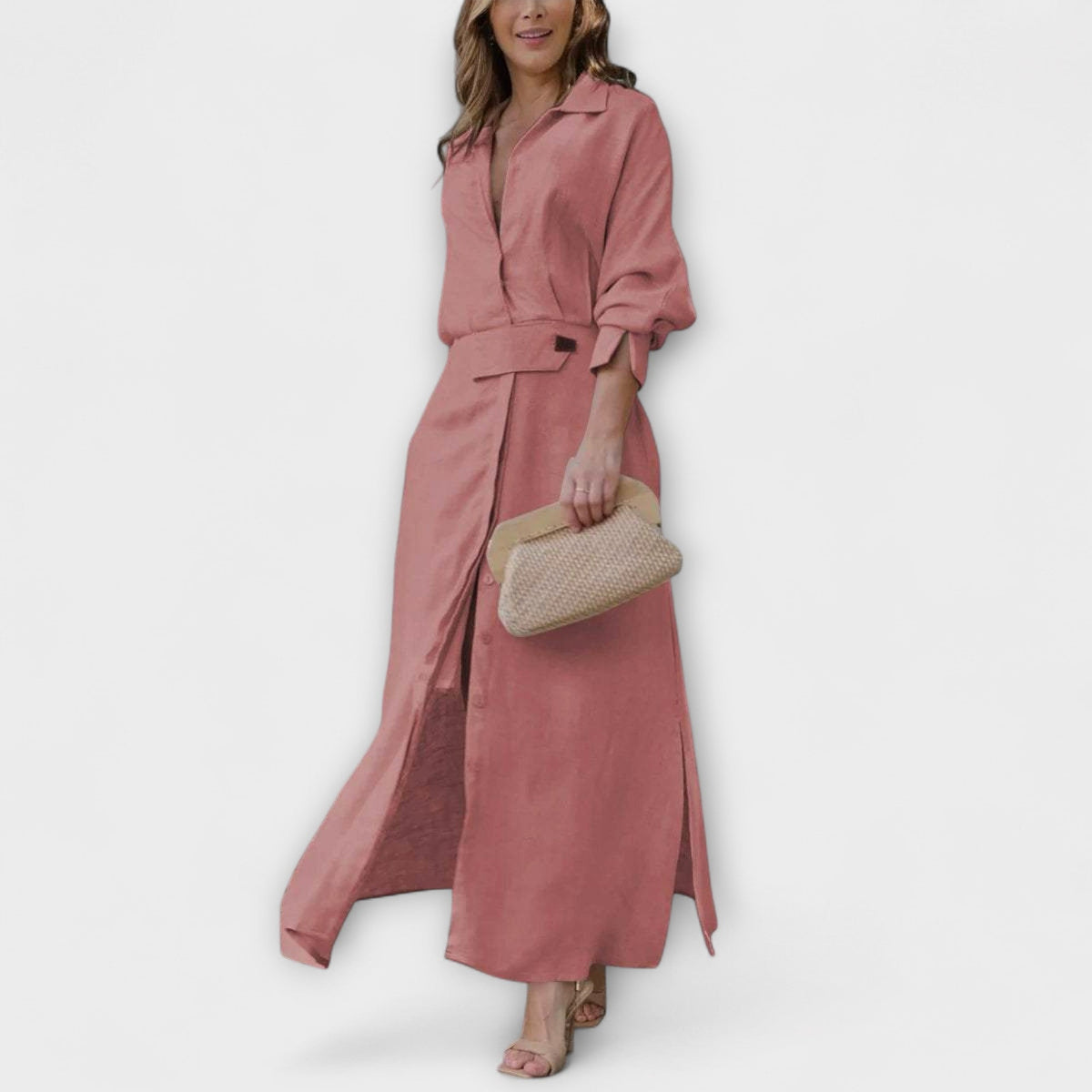 Jeanette - Robe Longue Crème à Col V