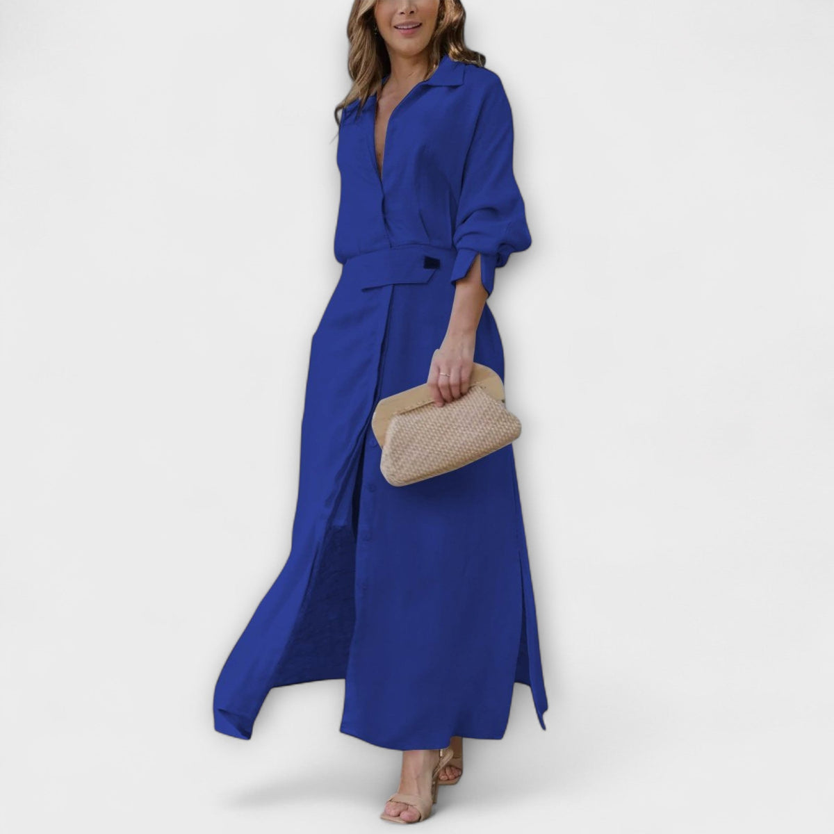 Jeanette - Robe Longue Crème à Col V