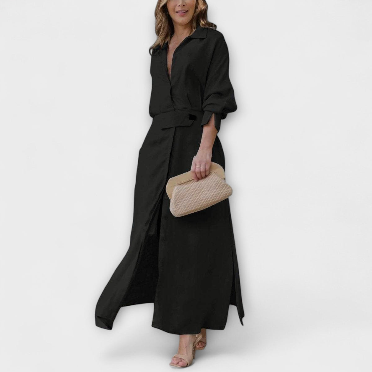 Jeanette - Robe Longue Crème à Col V