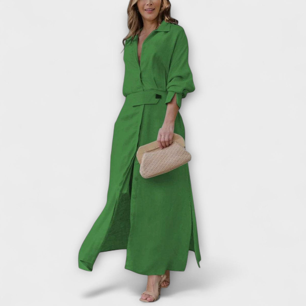 Jeanette - Robe Longue Crème à Col V