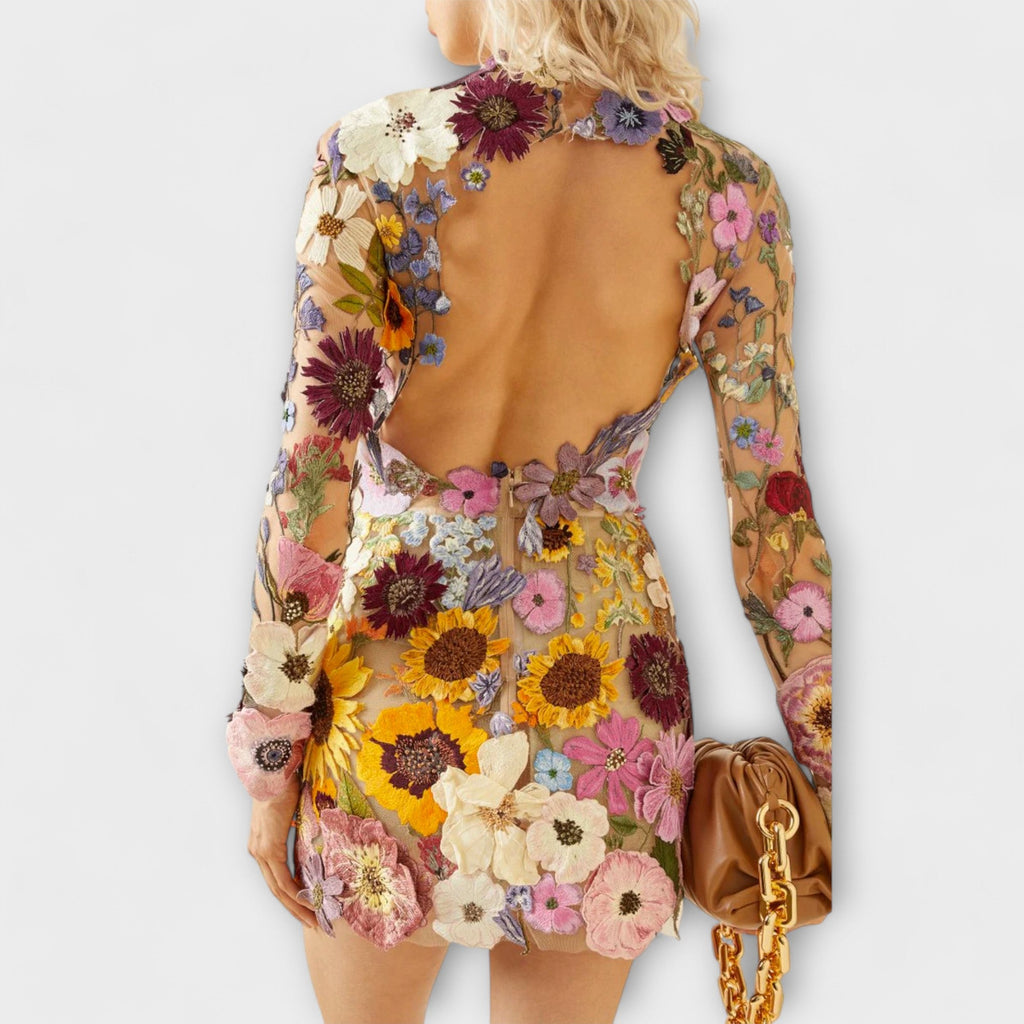 Dolores - Robe à Motif Floral 3D