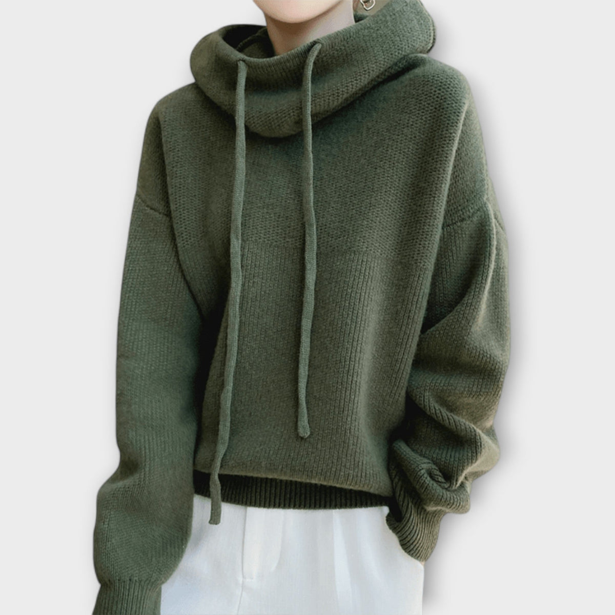 Luna - Sweat à Capuche Oversize Vert Olive