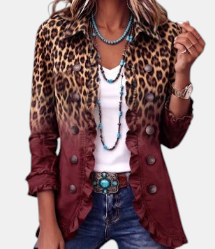 Livia | Blazer léopard ombré à volants
