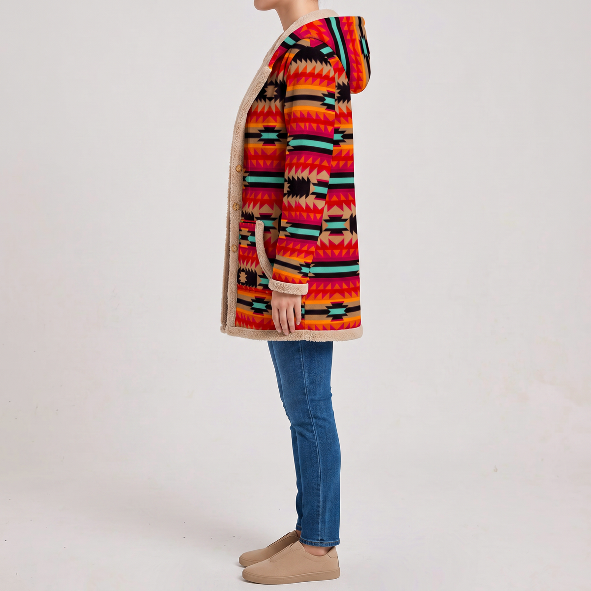 Giulia | Manteau à Motif Géométrique Ethnique