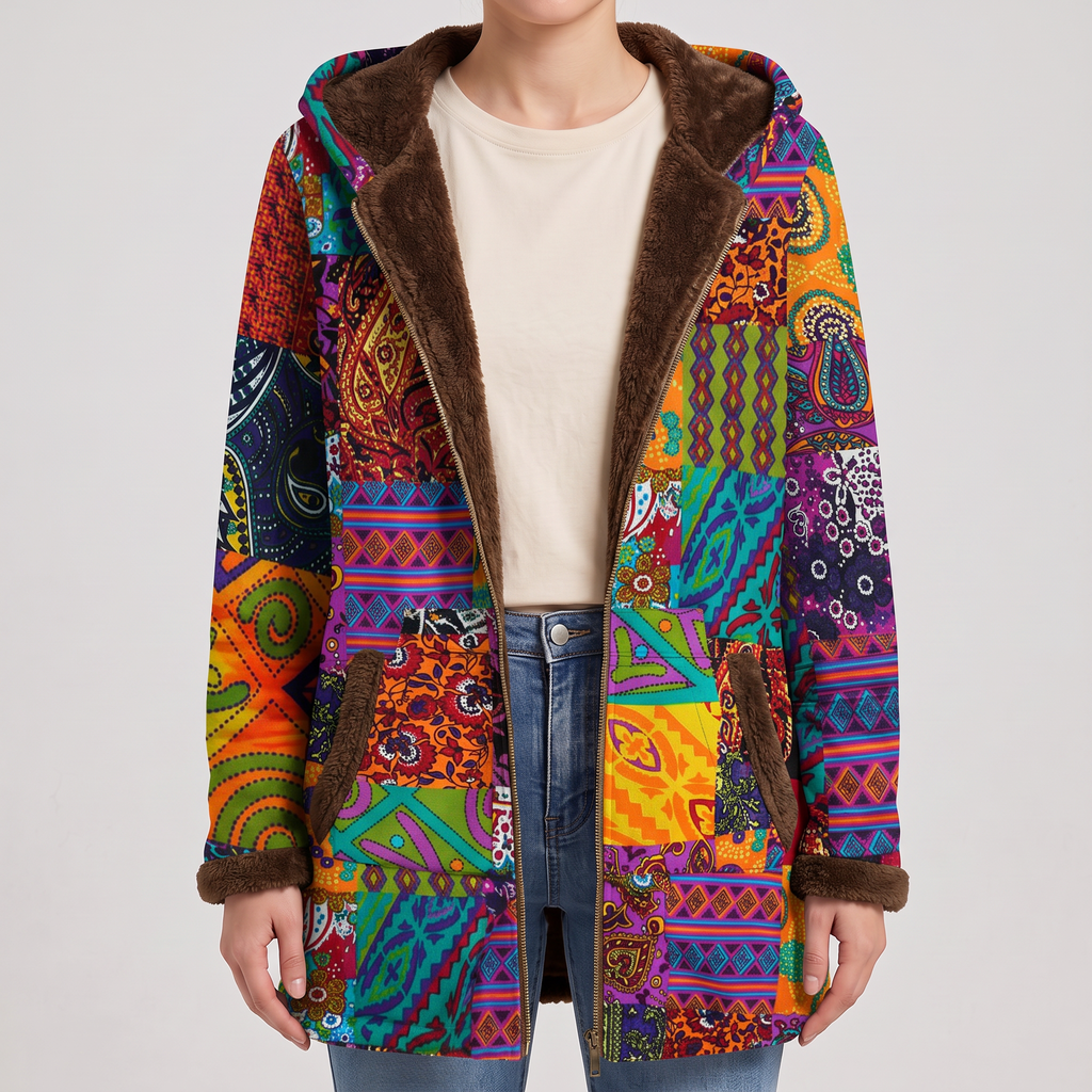 Sofia | Manteau à Motif Patchwork Bohème