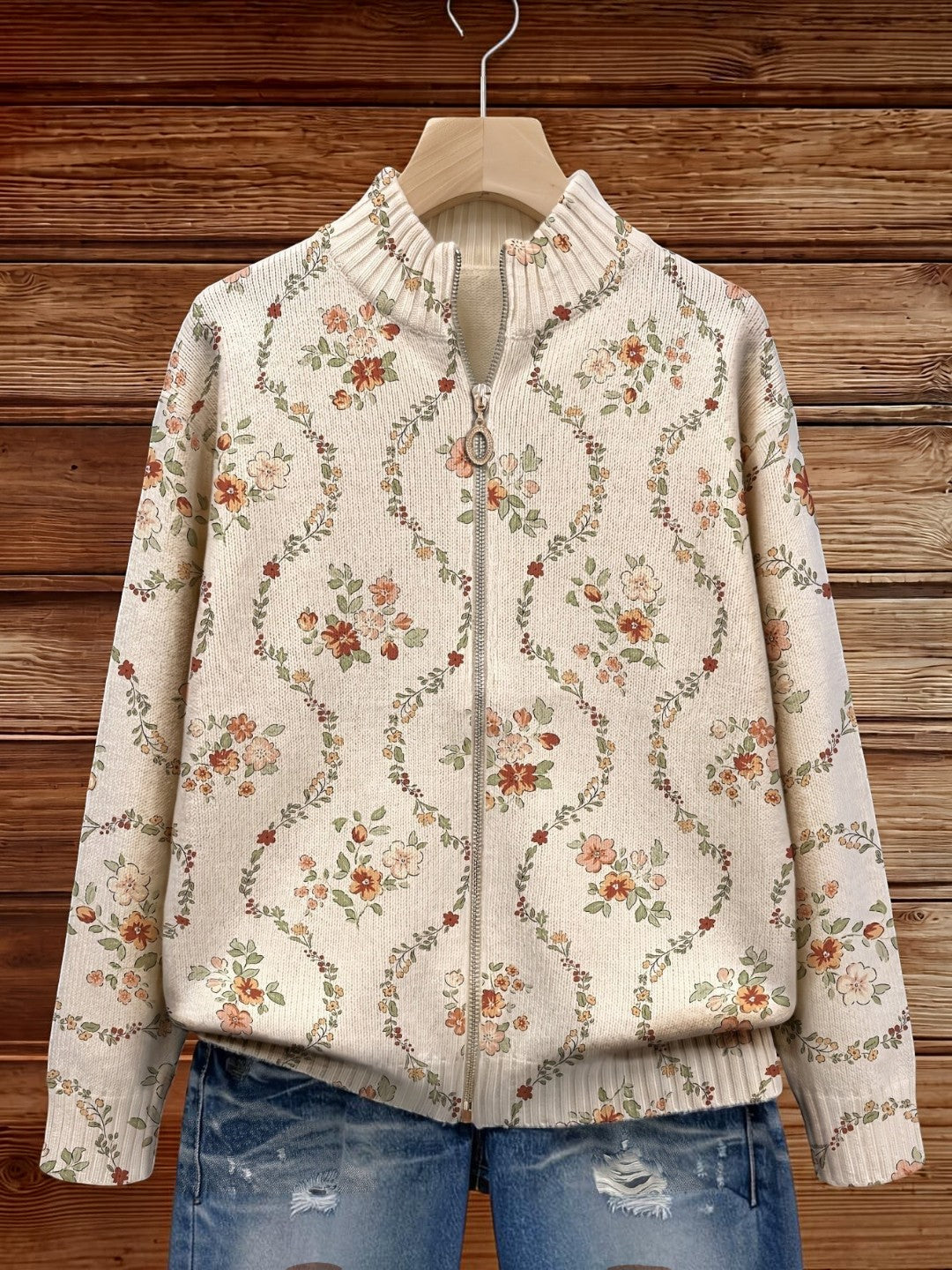 Soledad | Cardigan en maille à délicates lianes florales