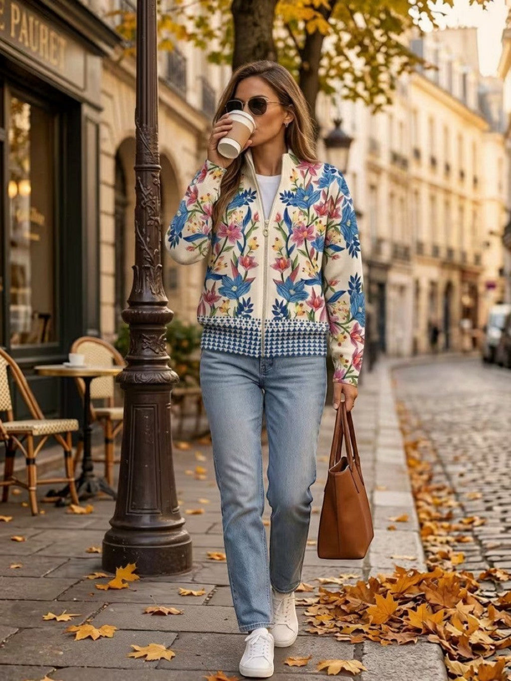 Esperanza | Cardigan en maille à motif floral botanique
