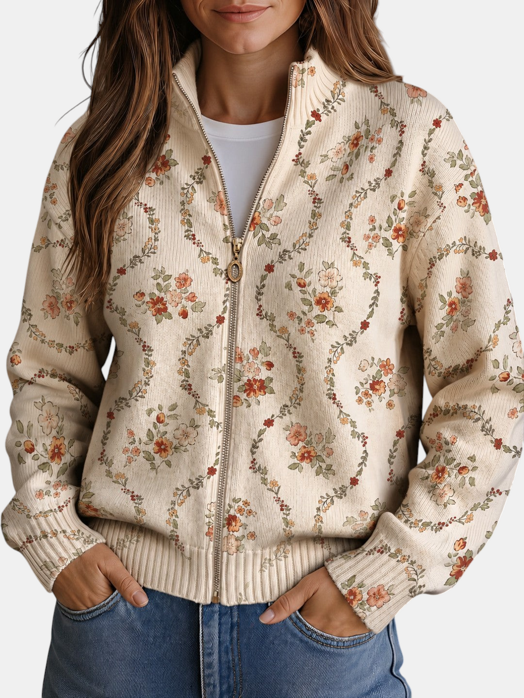 Soledad | Cardigan en maille à délicates lianes florales