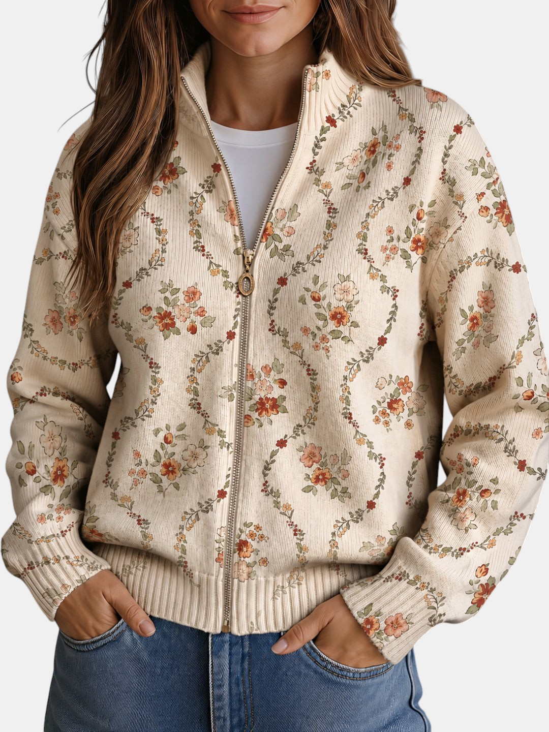 Soledad | Cardigan en maille à délicates lianes florales