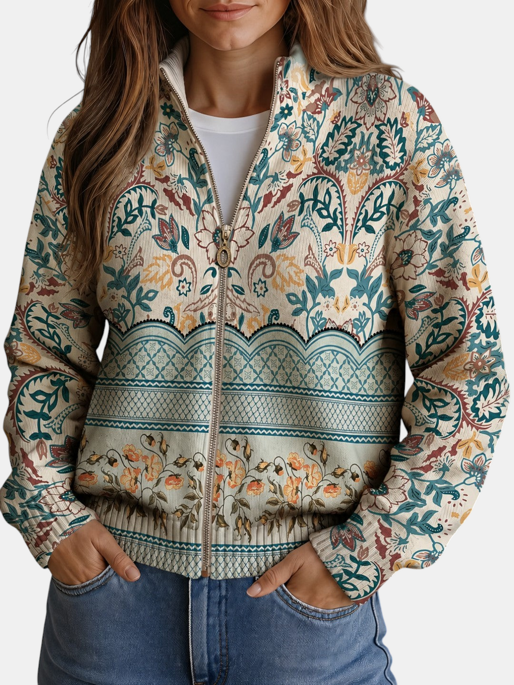 Blanca | Cardigan en maille à bordure florale