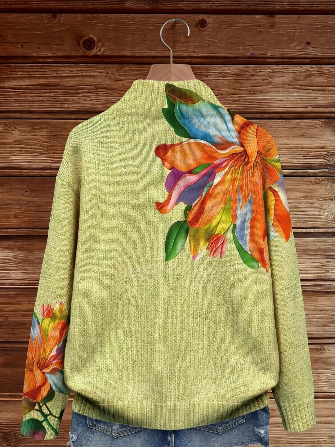 Amparo | Cardigan en maille à motif de lys multicolores