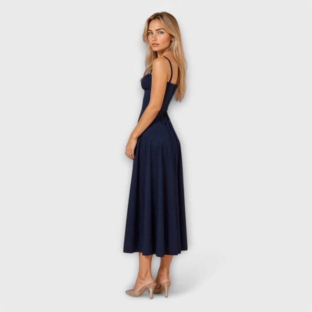Kiana - Robe Midi Corset Crème à Petites Fleurs
