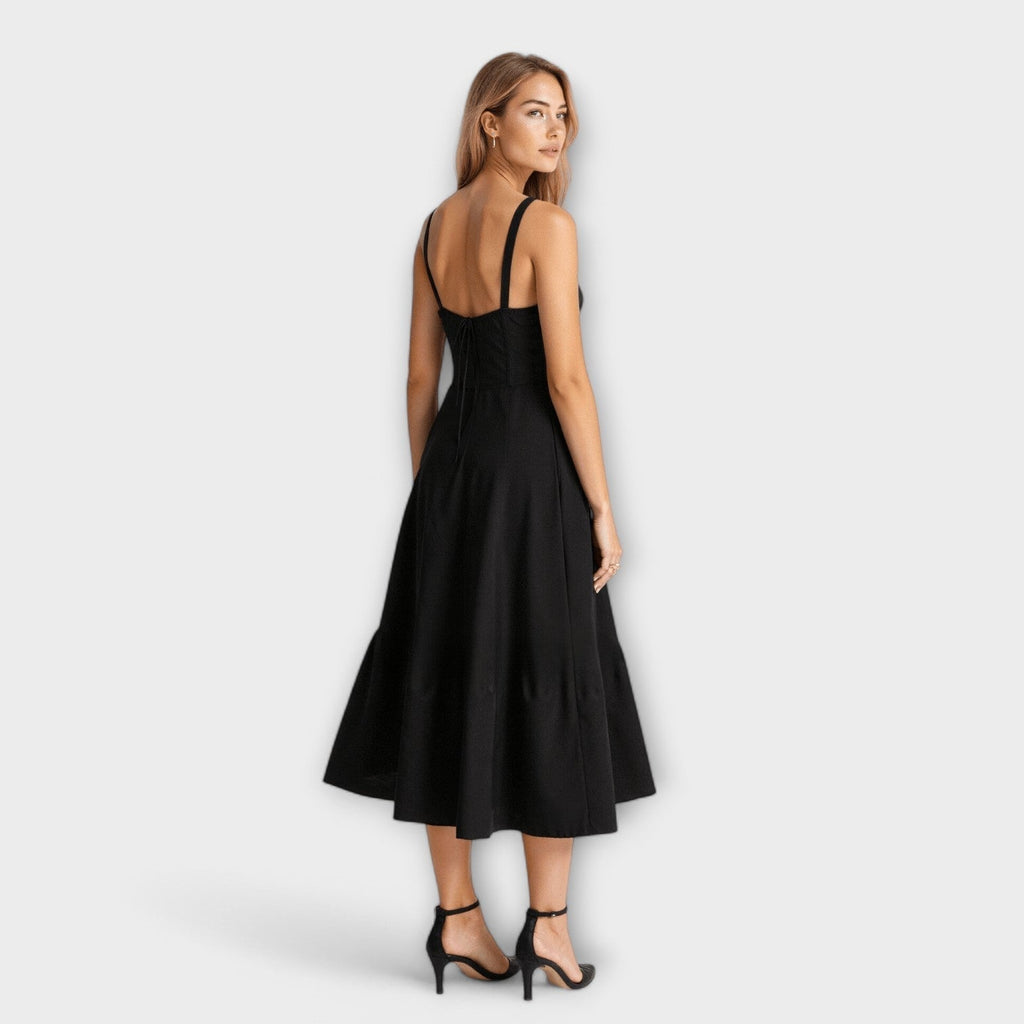 Kiana - Robe Midi Corset Crème à Petites Fleurs