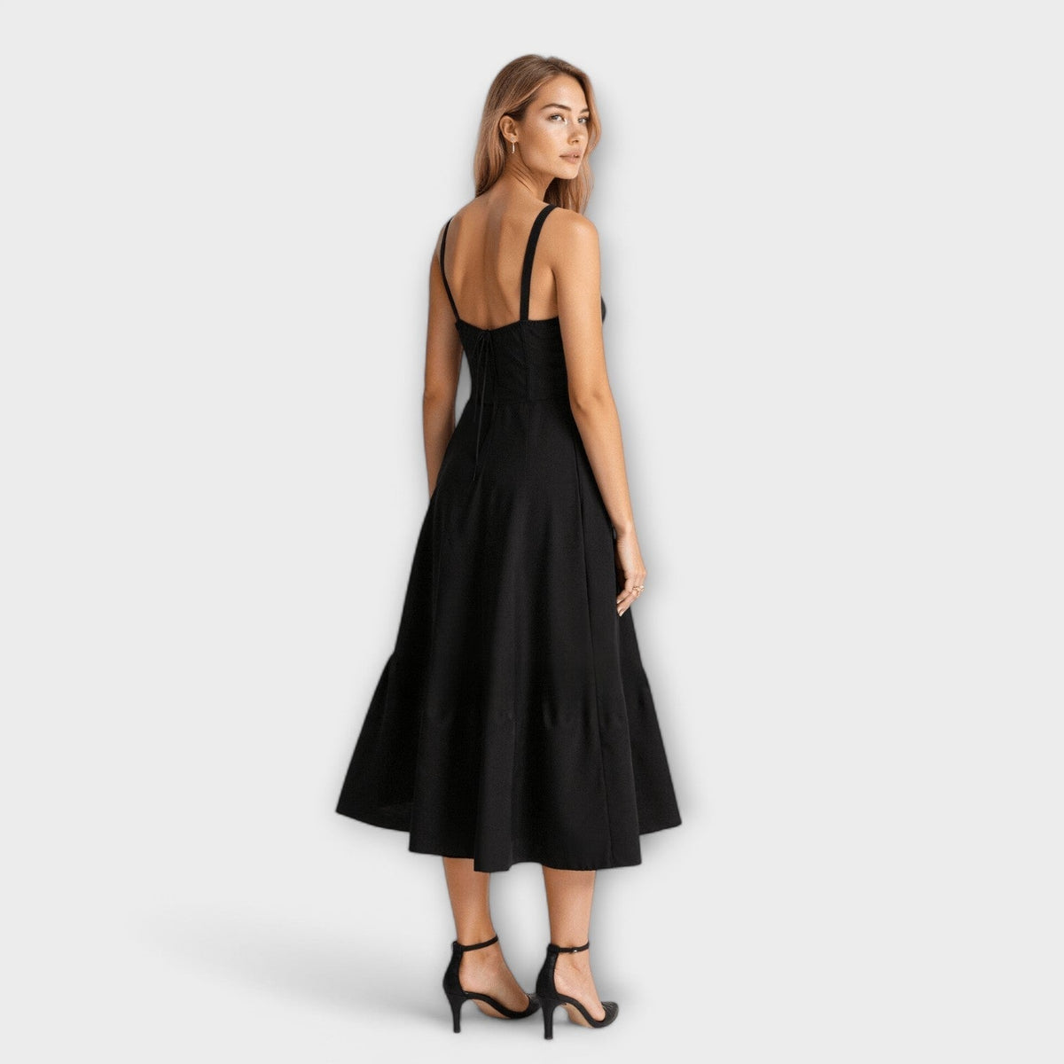 Kiana - Robe Midi Corset Crème à Petites Fleurs