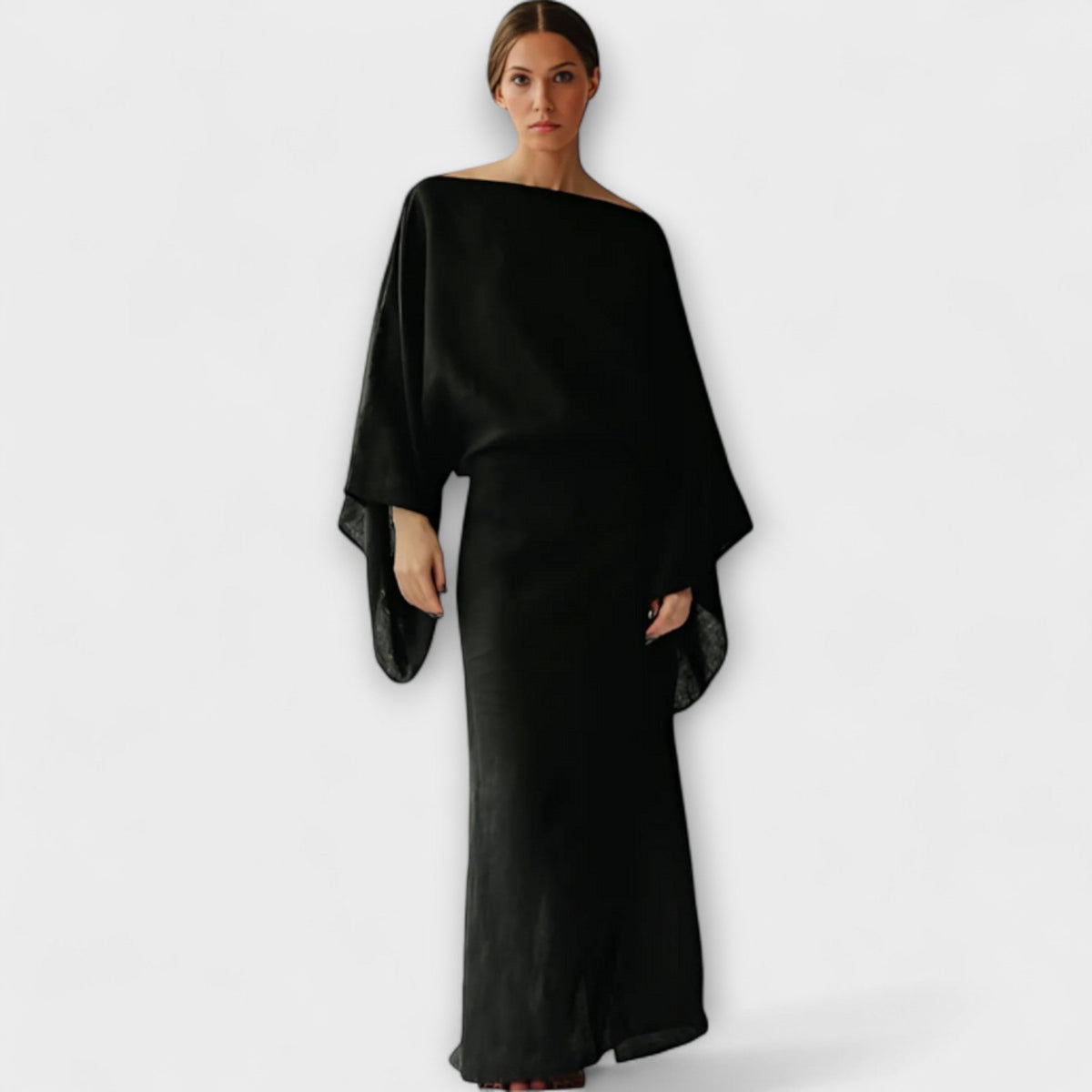 Dana - Robe Kimono en Lin Bleu
