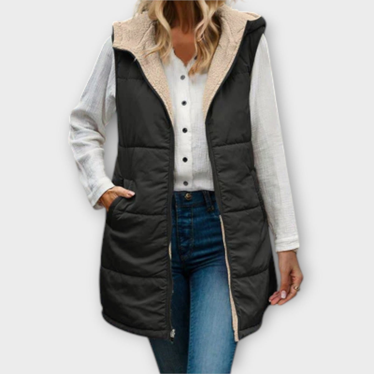 Margaret - Doudoune Sans Manches Vert Olive