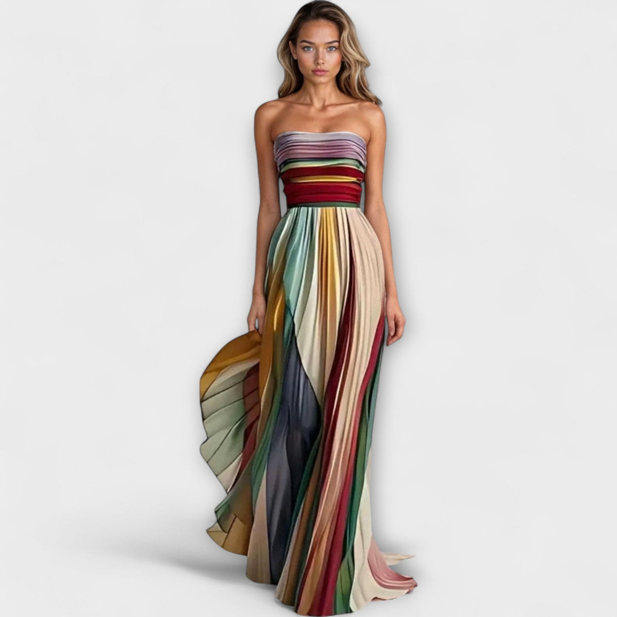 Flora - Robe Longue Colorée Rayée