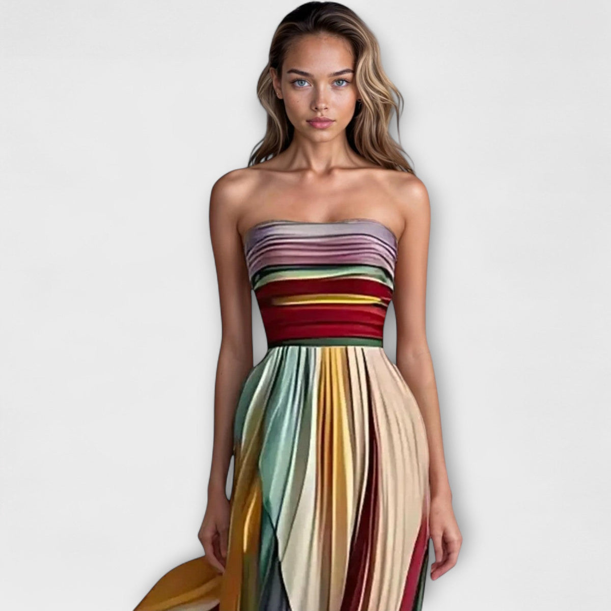 Flora - Robe Longue Colorée Rayée